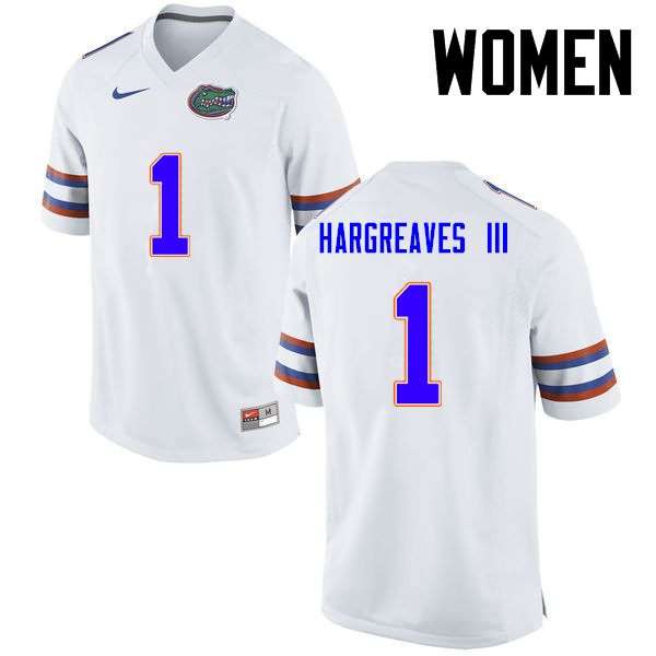 NCAA Florida Gators Vernon Hargreaves III Women's #1 Nike White Stitched Authentic College Football Jersey YLY4164WT